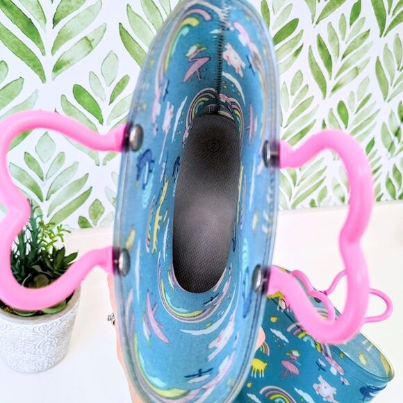 Rainbow Deer Flamingo Waterproof Rain Boots Size 3 Girls - Picture 8 of 9